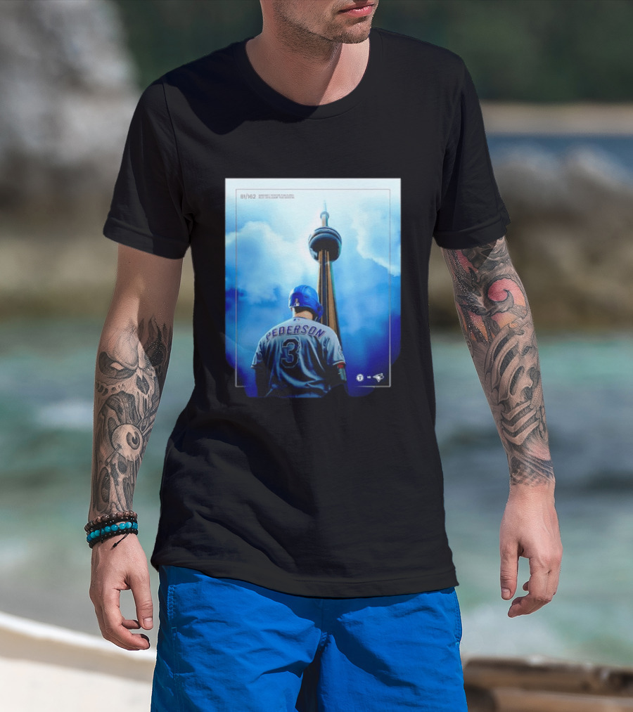 Pederson Toronto Blue Jays Vs Texas Rangers Game 1 CN Tower 81/162 T-Shirt