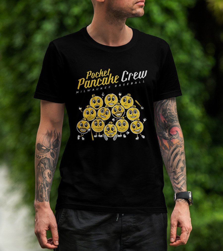 Pocket Pancake Crew Milwaukee Baseball Emoji Characters T-Shirt