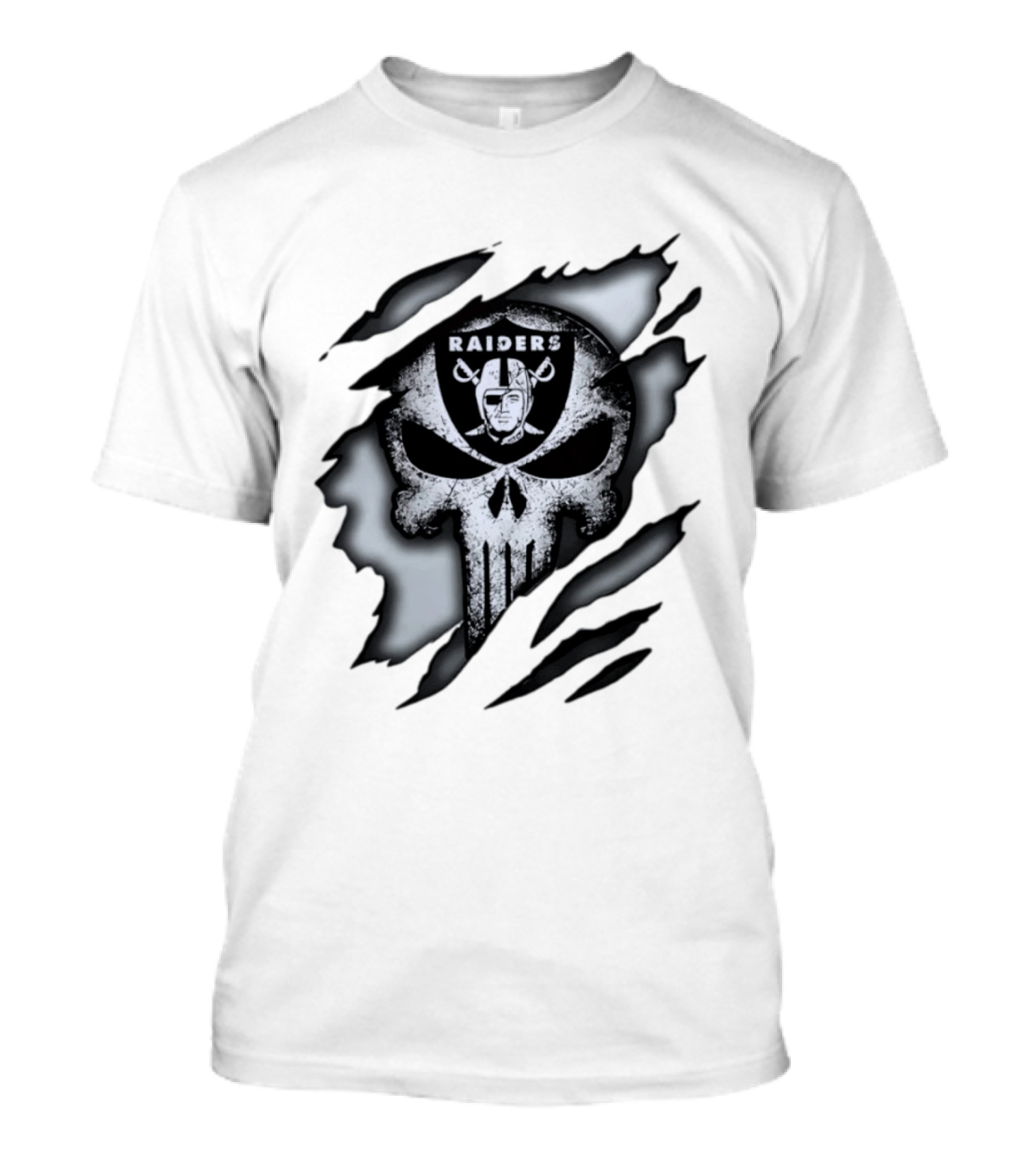 Las Vegas Raiders Punisher Skull NFL Rip Effect T-Shirt