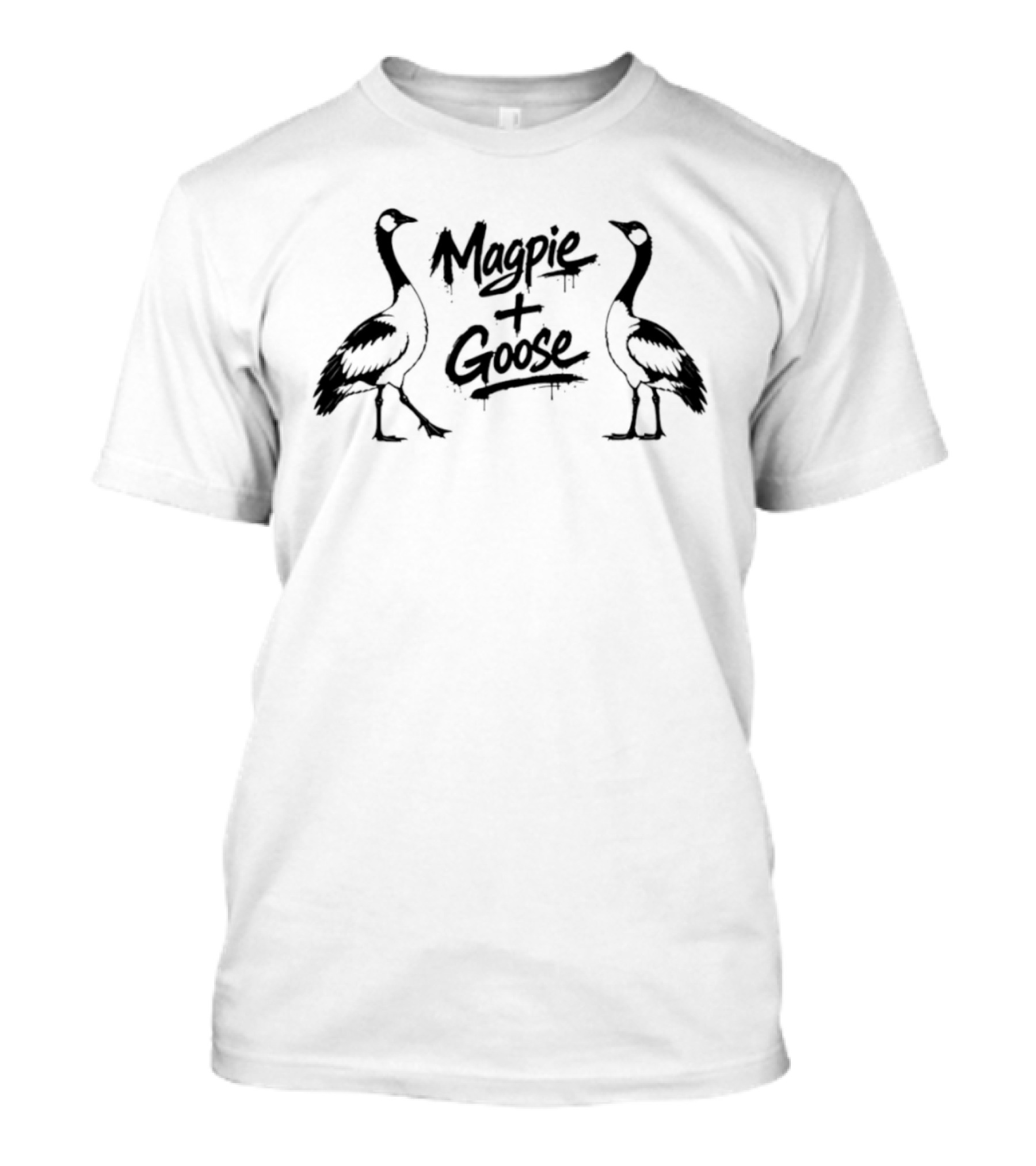 Magpie Plus Goose Birds Silhouette Graphic Print T-Shirt
