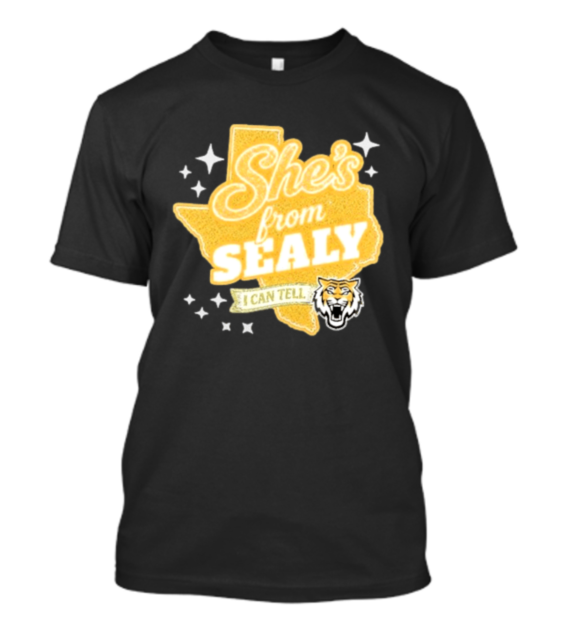She's From Sealy Texas I Can Tell With Tiger Emblem And Stars T-Shirt