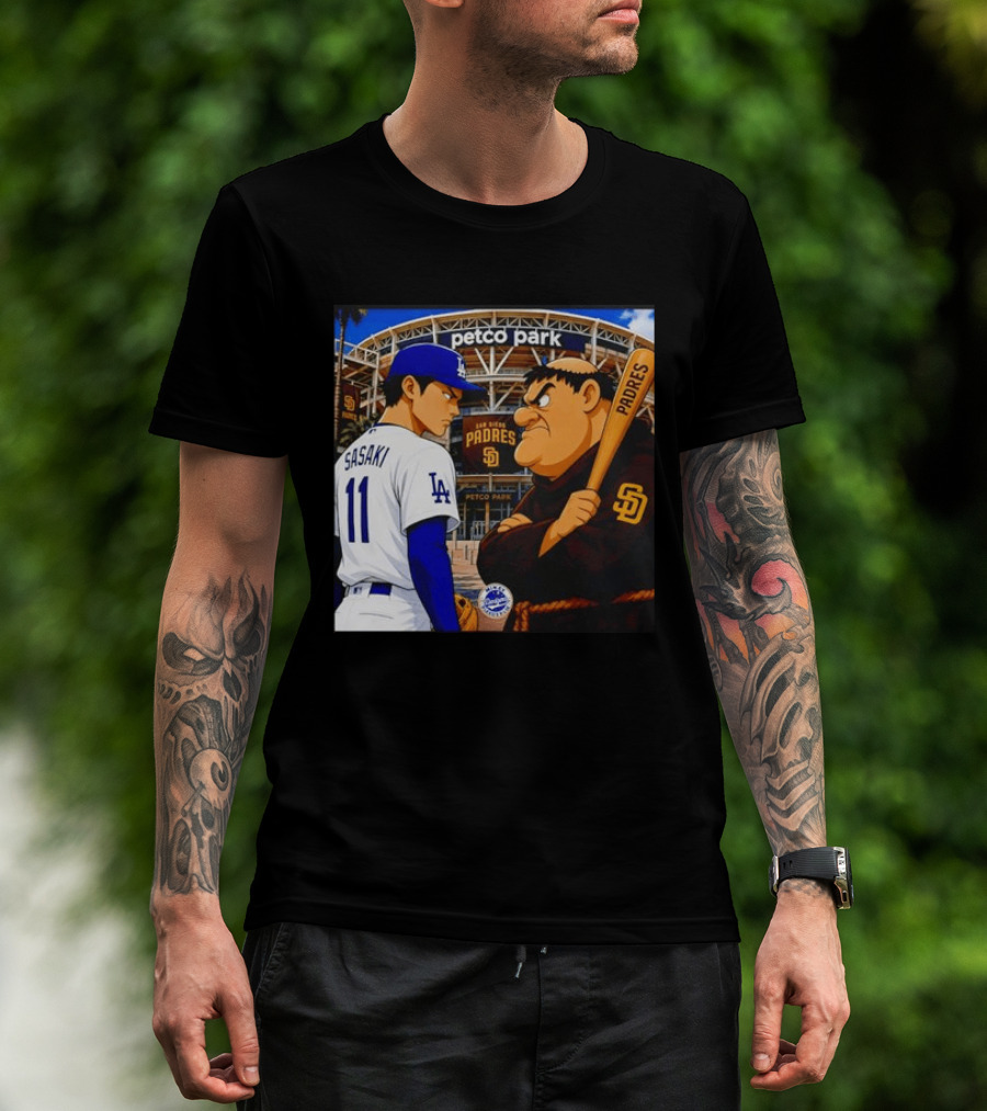 Petco Park Los Angeles Dodgers Sasaki San Diego Padres Anime Style Showdown T-Shirt