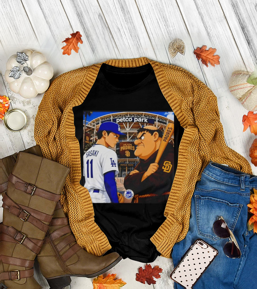 Petco Park Los Angeles Dodgers Sasaki San Diego Padres Anime Style Showdown T-Shirt