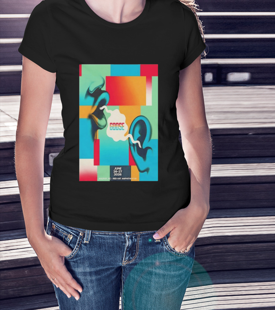 Goose Red Hat Amphitheater Raleigh NC June 26 27 2026 Vibrant Pop T-Shirt