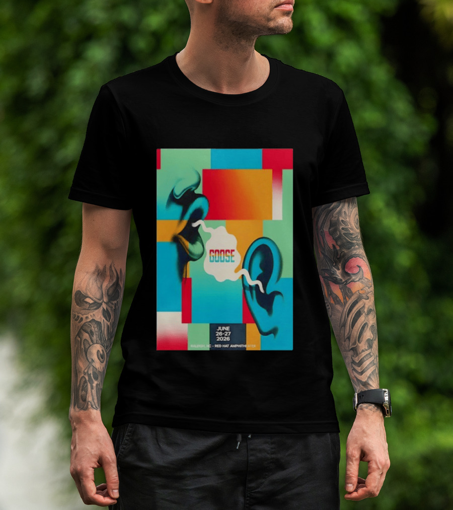 Goose Red Hat Amphitheater Raleigh NC June 26 27 2026 Vibrant Pop T-Shirt