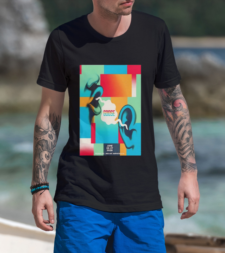 Goose Red Hat Amphitheater Raleigh NC June 26 27 2026 Vibrant Pop T-Shirt