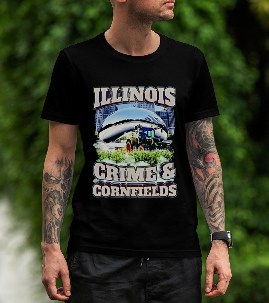 Illinois Crime And Cornfields Chicago Bean Tractor Scene T-Shirt