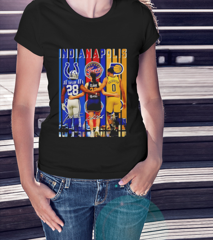 Indianapolis Colts Fever Pacers Jonathan Taylor Caitlin Clark Tyrese Haliburton T-Shirt
