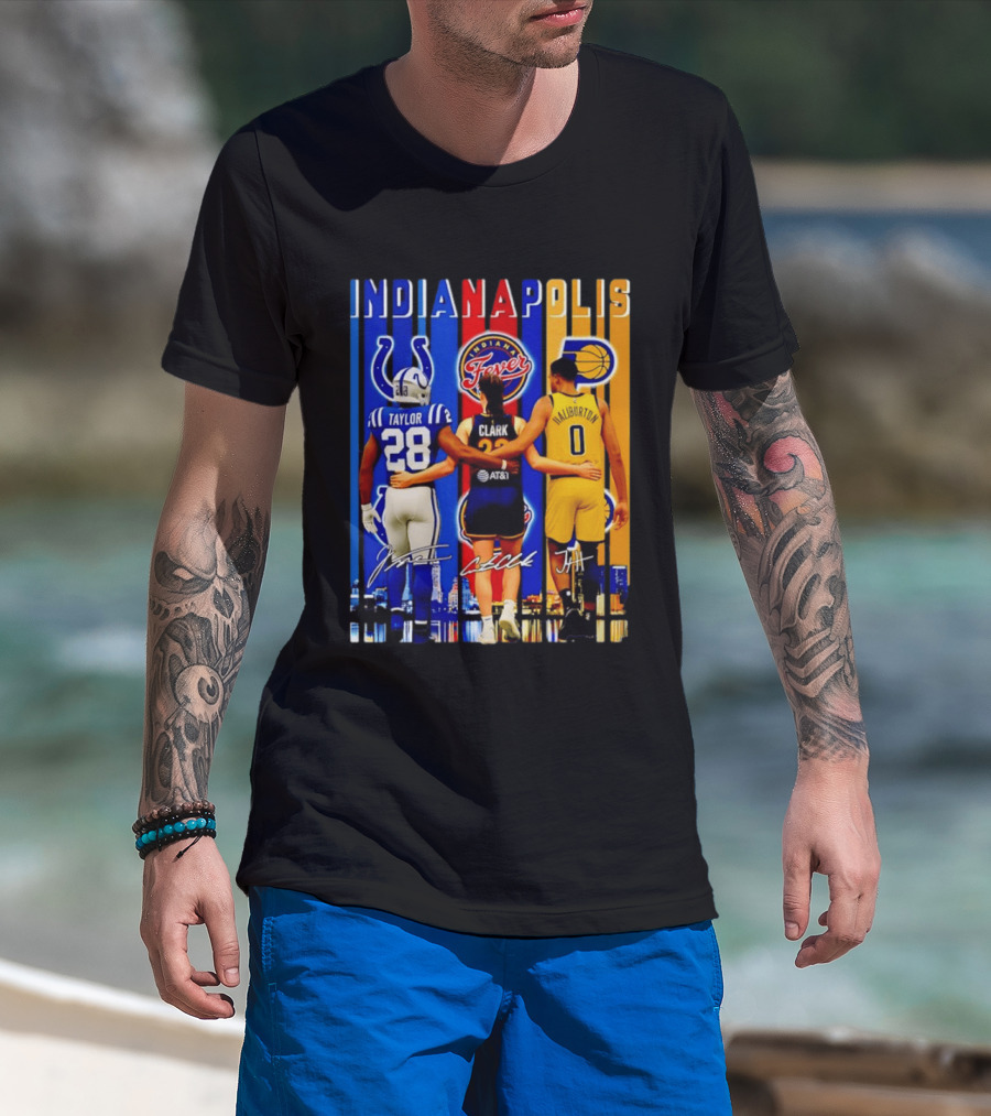 Indianapolis Colts Fever Pacers Jonathan Taylor Caitlin Clark Tyrese Haliburton T-Shirt
