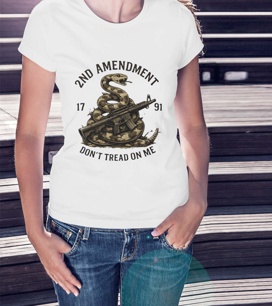 2nd Amendment 1791 Coiled Snake With Rifle Don't Tread On Me T-Shirt