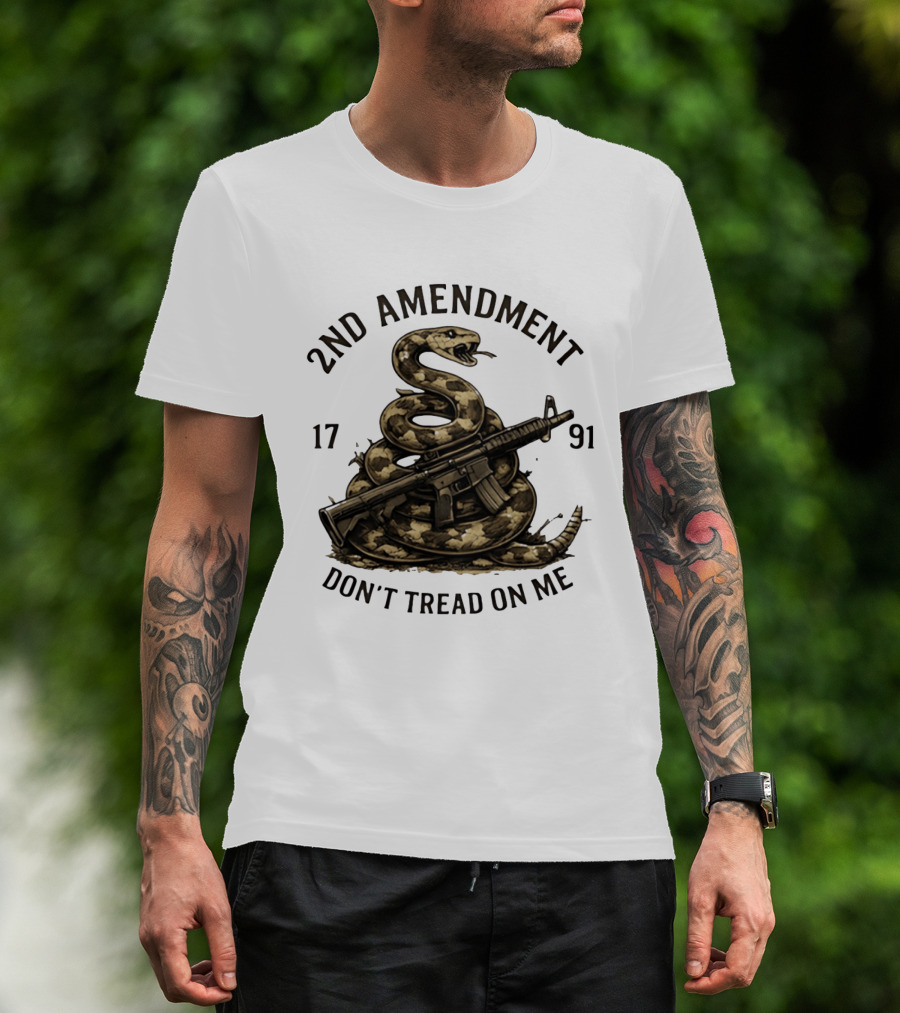 2nd Amendment 1791 Coiled Snake With Rifle Don't Tread On Me T-Shirt