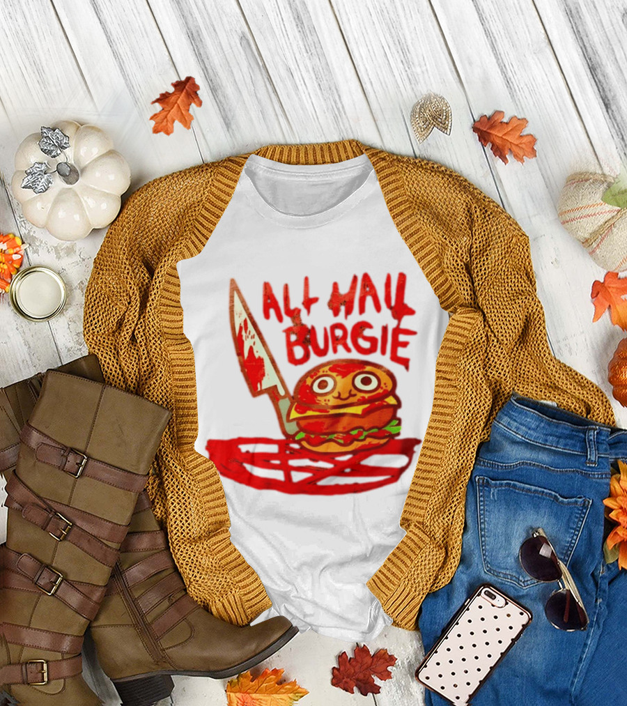 All Hail Burgie Creepy Cute Hamburger Knife Blood Image T-Shirt