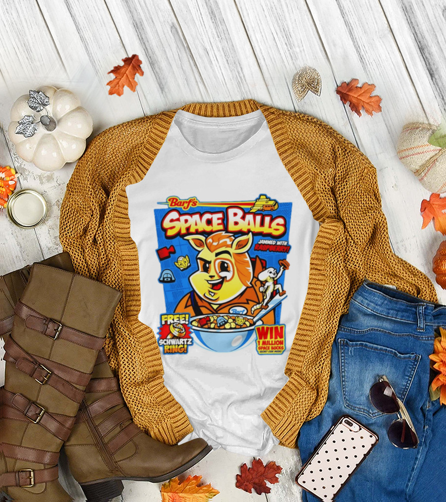 Barf Space Balls Cereal Box Jammed with Raspberry Free Schwartz Ring Win 1 Million Space Bucks T-Shirt