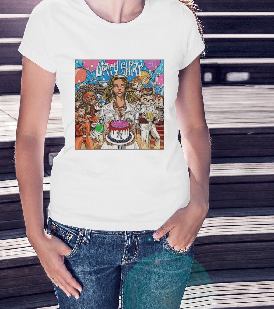 Dirty Dirty Thirty Nurse Birthday Cake Monsters And Aliens Party T-Shirt