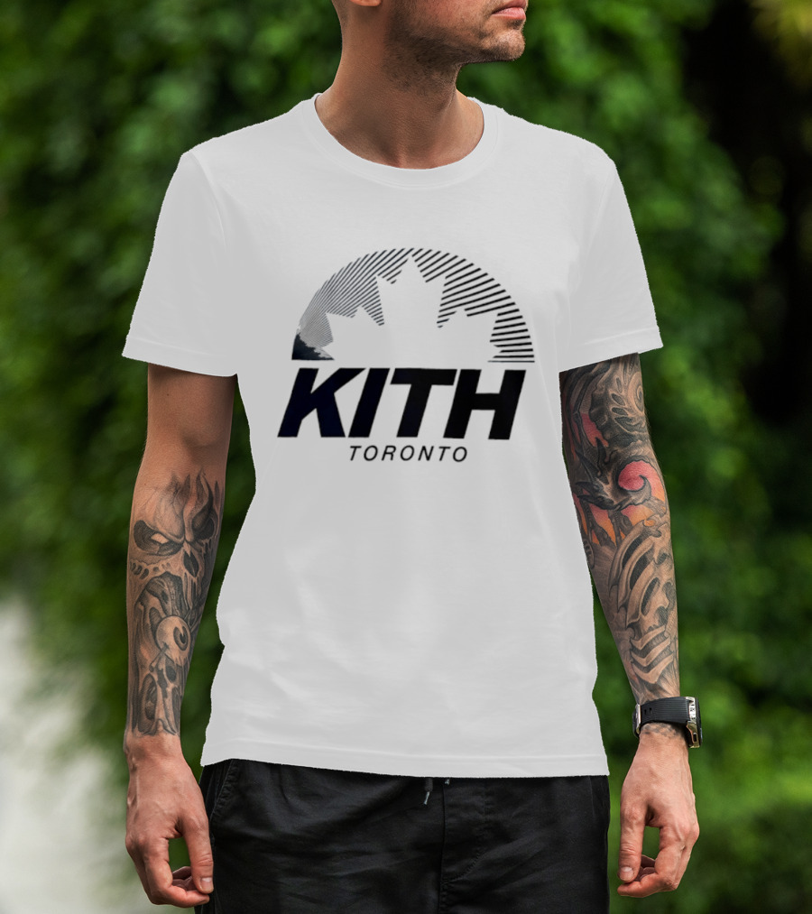 Kith Toronto Maple Leaf Striped Design Collaboration T-Shirt