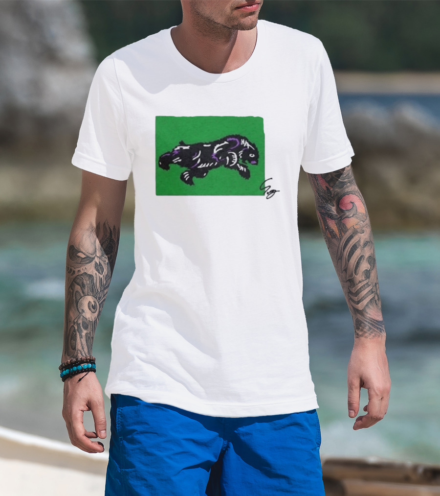 Mako Komuro 2026 Black And Purple Bear On Green T-Shirt