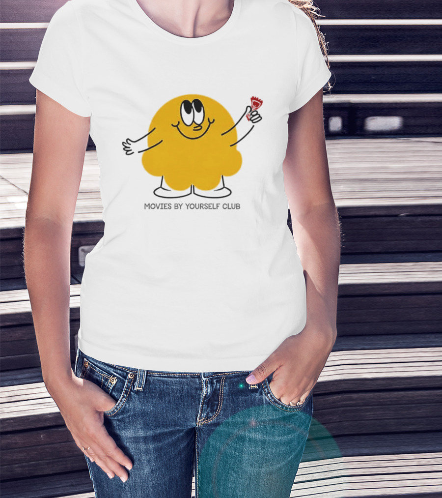 Movies By Yourself Club Yellow Blob Holding A Red Candy T-Shirt