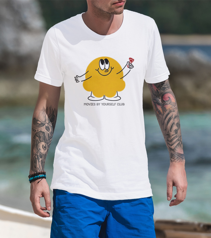 Movies By Yourself Club Yellow Blob Holding A Red Candy T-Shirt