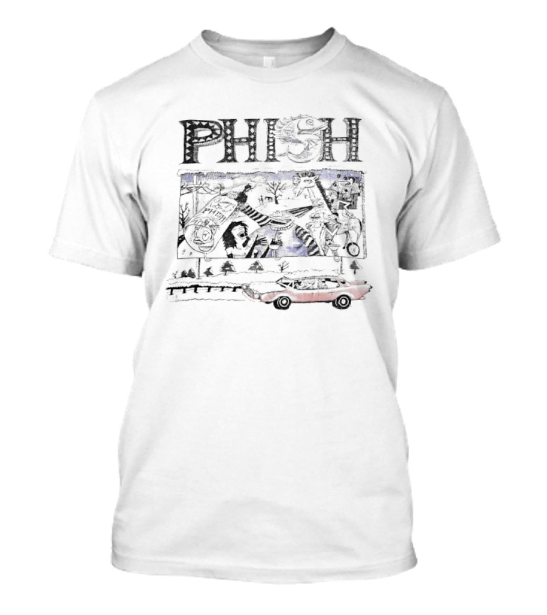 Phish 1993 New Year's Eve Concert Tour With Colorful Psychedelic Car T-Shirt
