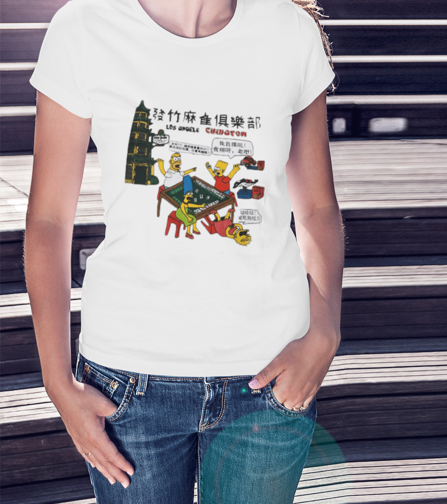 Simpsons Mahjong Club Los Angeles Chinatown T-Shirt