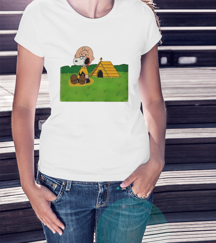 Snoopy Charlie Brown Midsommar Crossover Scene With Doghouse And Woodstock T-Shirt