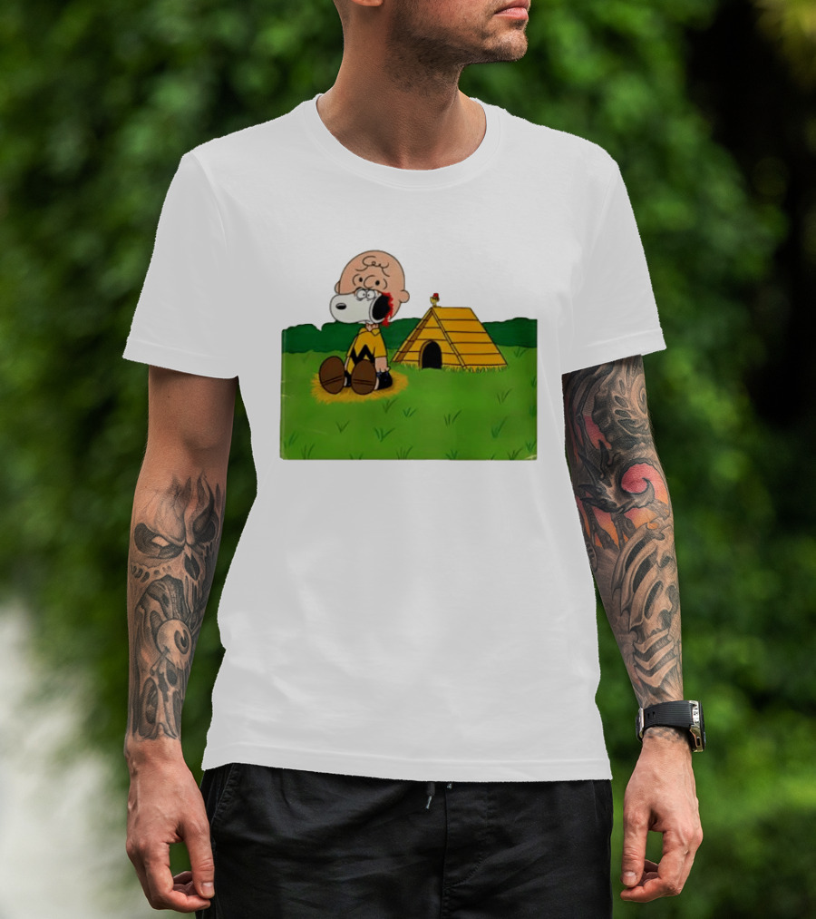 Snoopy Charlie Brown Midsommar Crossover Scene With Doghouse And Woodstock T-Shirt