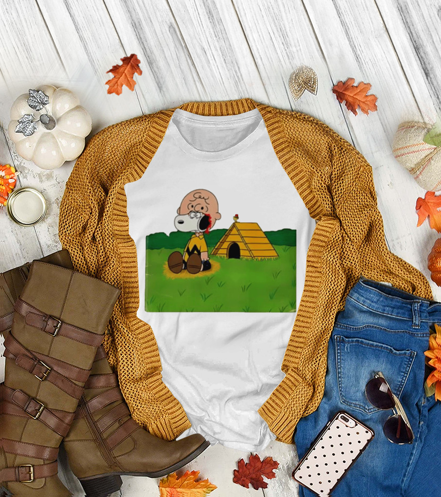 Snoopy Charlie Brown Midsommar Crossover Scene With Doghouse And Woodstock T-Shirt