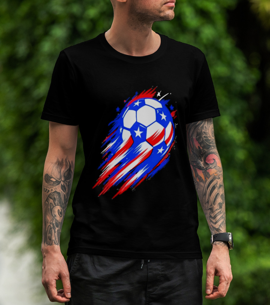 USA Cup 2026 Soccer Ball Stars And Stripes Brush Stroke T-Shirt