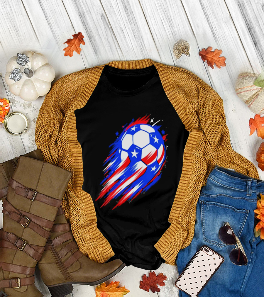 USA Cup 2026 Soccer Ball Stars and Stripes Brush Stroke T-Shirt