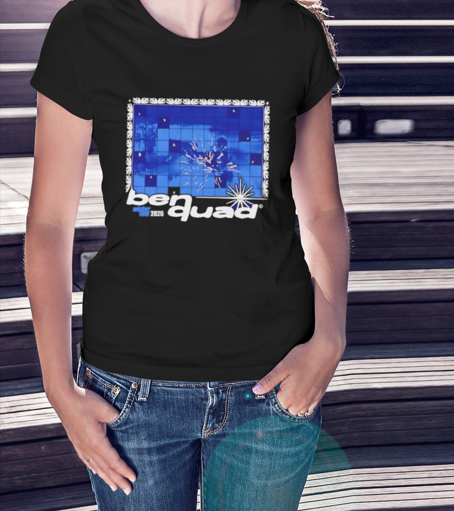 Ben Quad Wisher Tour 2026 Blue Tile Star Pattern Explosion T-Shirt
