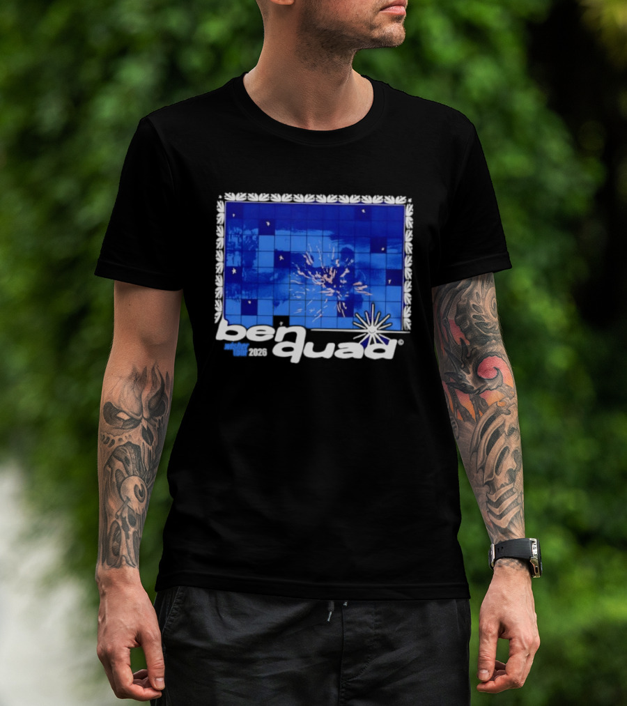 Ben Quad Wisher Tour 2026 Blue Tile Star Pattern Explosion T-Shirt