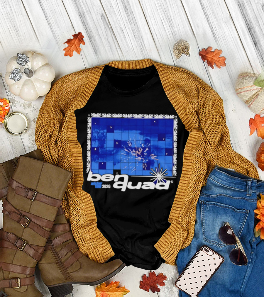 ben quad wisher tour 2026 blue tile star pattern explosion T-Shirt