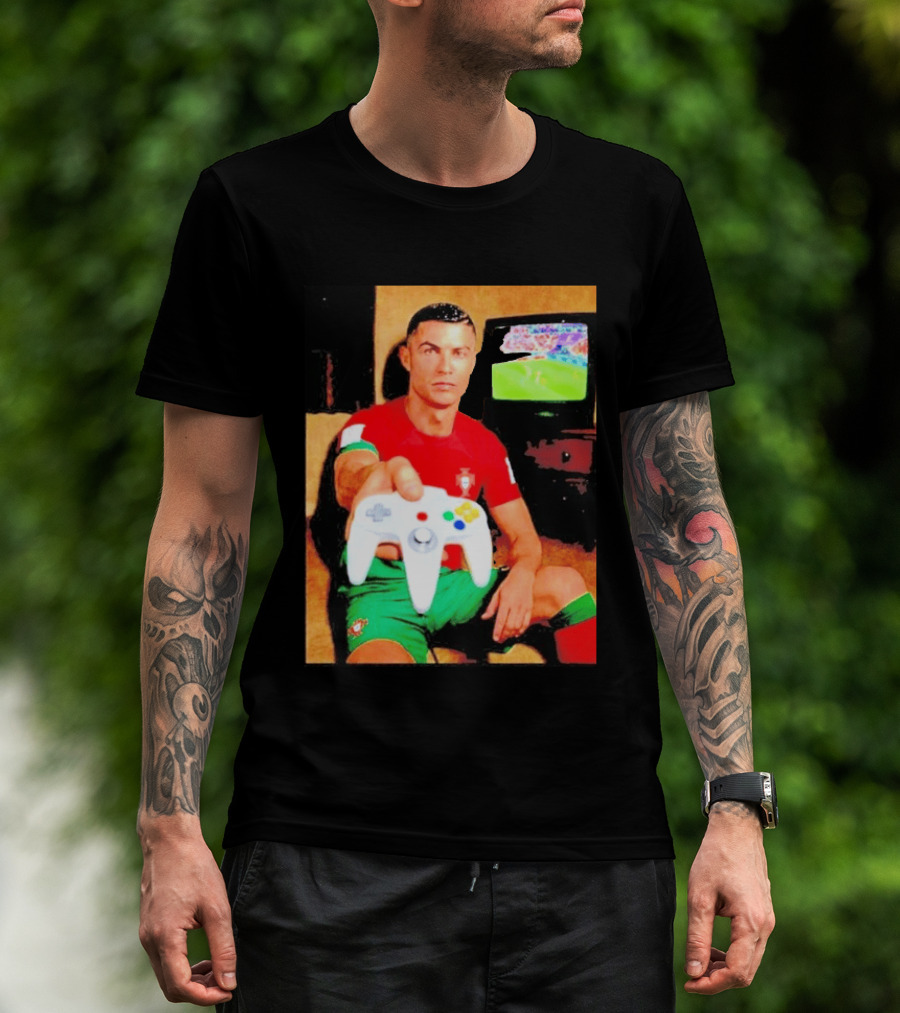 Cristiano Ronaldo Portugal National Team Soccer Gaming Controller Retro Gamer T-Shirt