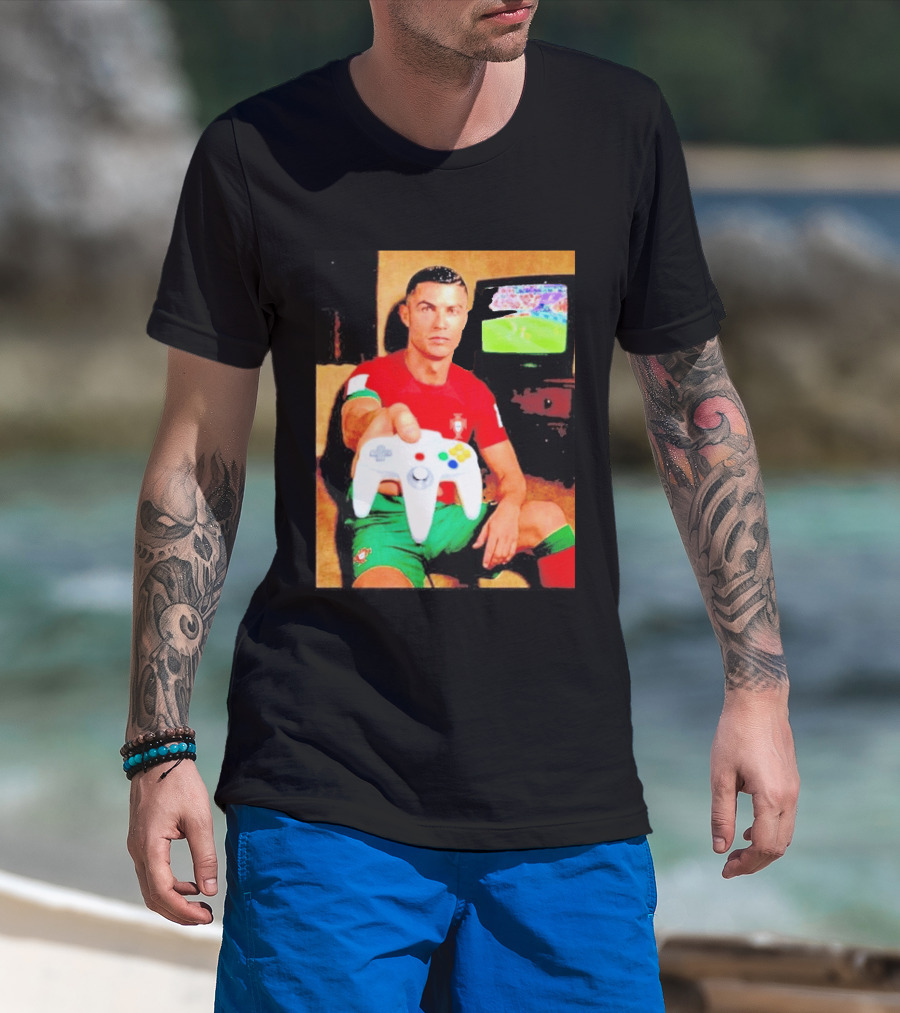Cristiano Ronaldo Portugal National Team Soccer Gaming Controller Retro Gamer T-Shirt