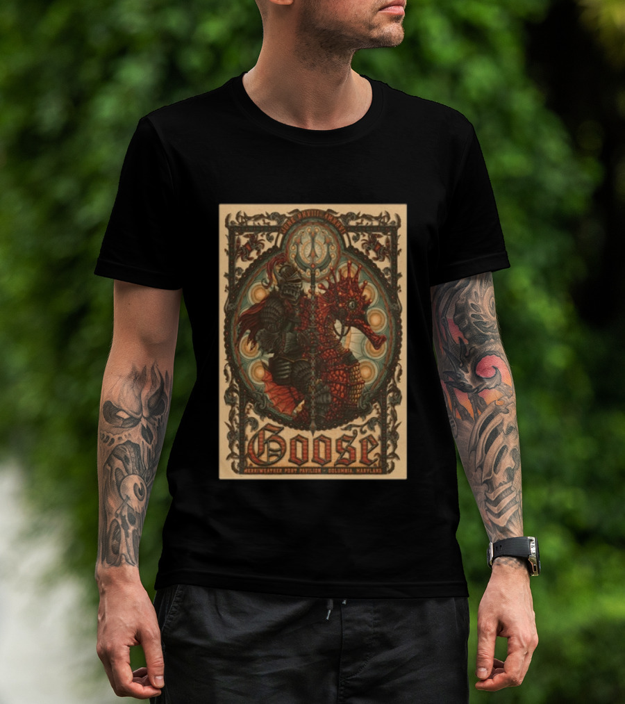 Goose June 28 2026 Merriweather Post Pavilion Columbia Maryland Knight And Dragon Trident T-Shirt