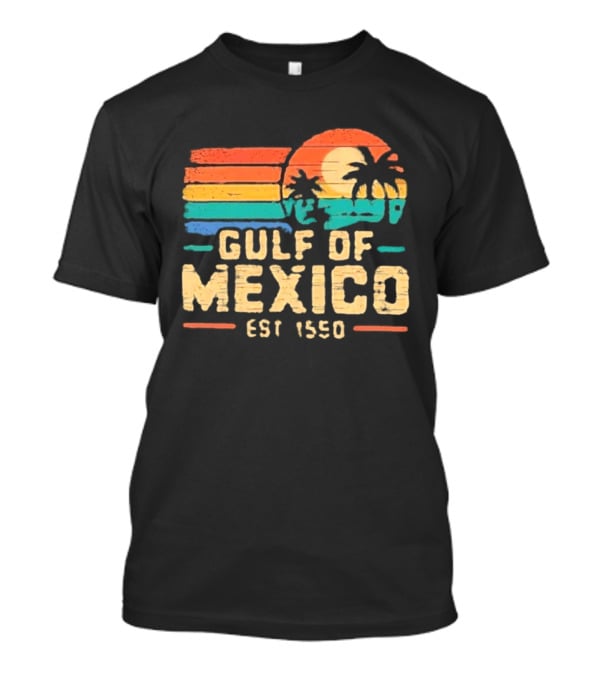 Gulf Of Mexico Est 1550 Retro Sunset Palm Trees Ocean T-Shirt