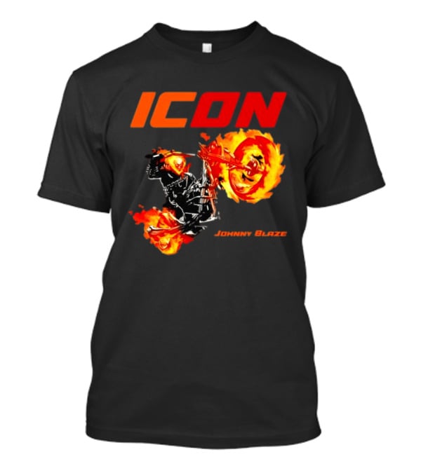 ICON Johnny Blaze Marvel Ghost Rider Fiery Motorcycle T-Shirt