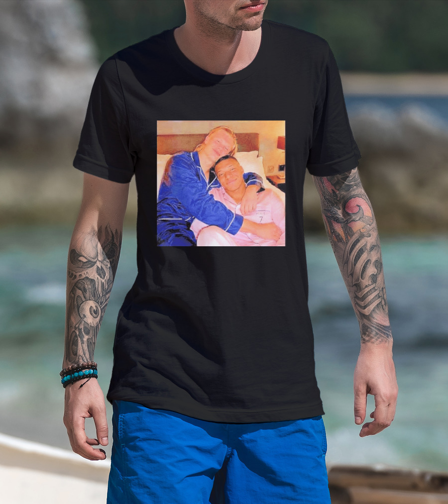 Kylian Mbappé Erling Haaland Pajama Party Soccer Stars Relaxing Together T-Shirt