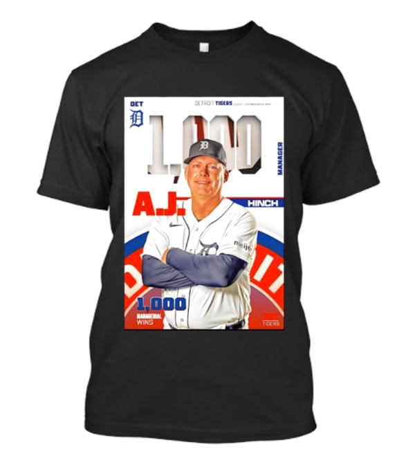DET Detroit Tigers A.J. Hinch 1000 Managerial Wins T-Shirt