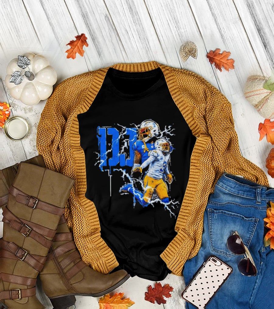 Derwin James Chargers Football Lightning DJ Bold Blue Yellow Action Splash T-Shirt