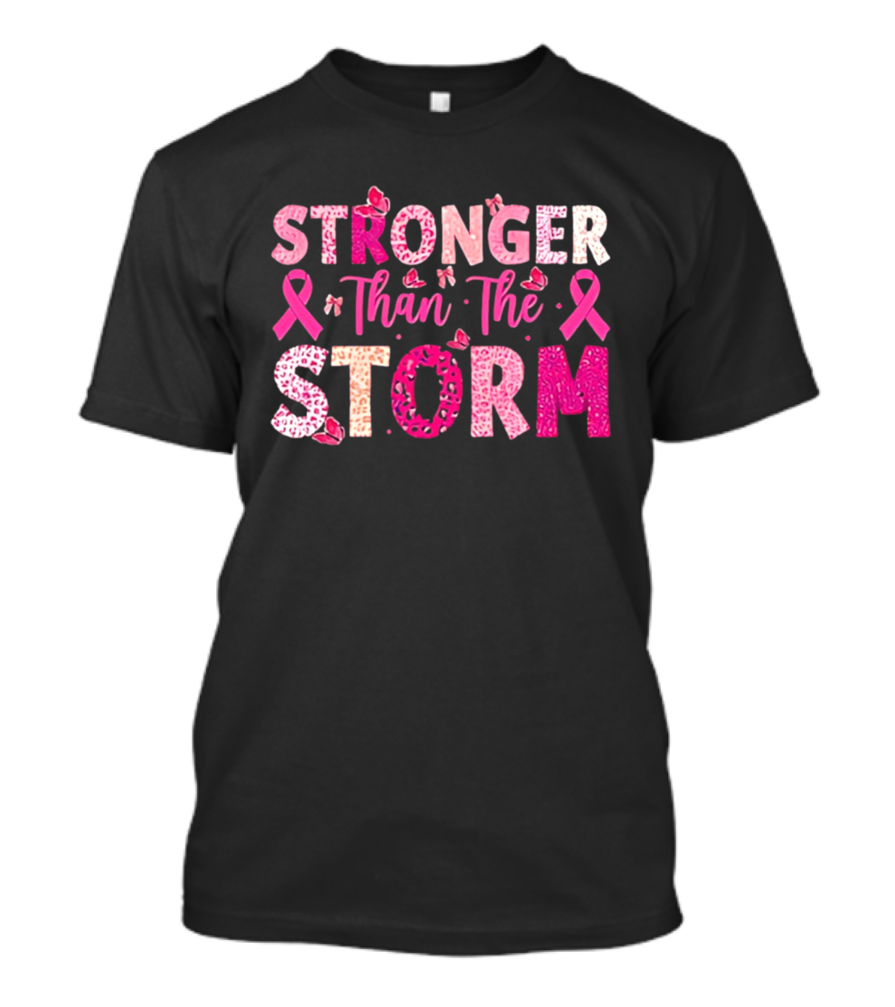 Stronger Than The Storm Pink Ribbon Butterfly Awareness T-Shirt