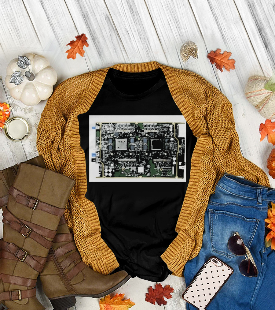 Tesla HW4 Brain Circuit Board Computer Chip Technology T-Shirt