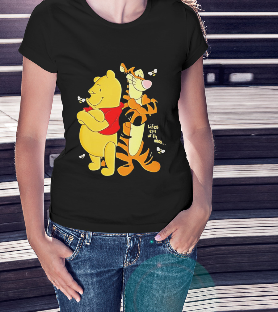 Lifes Better With Homies Winnie The Pooh And Tigger Bees T-Shirt