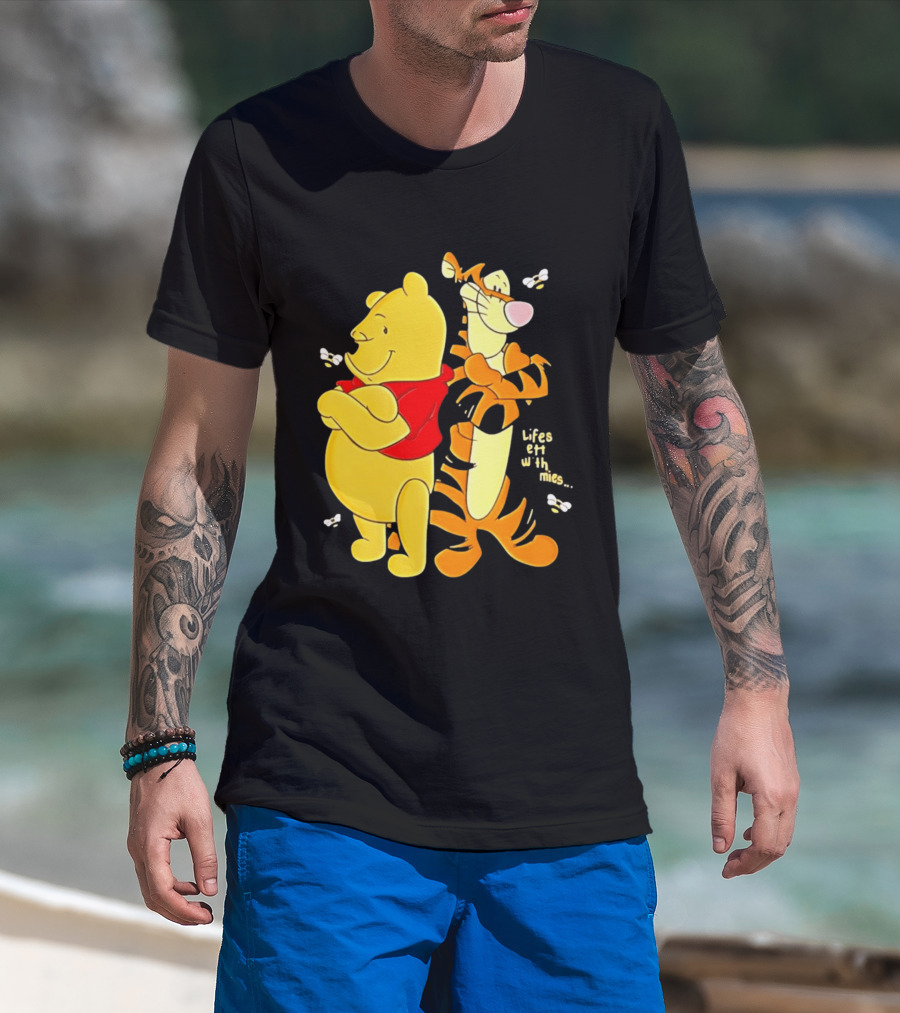 Lifes Better With Homies Winnie The Pooh And Tigger Bees T-Shirt