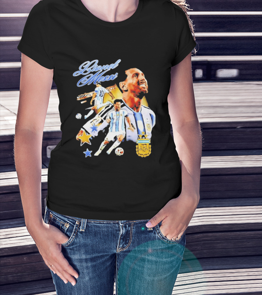 Lionel Messi Argentina National Football Team AFA Striker Soccer Star Blue White Kit T-Shirt