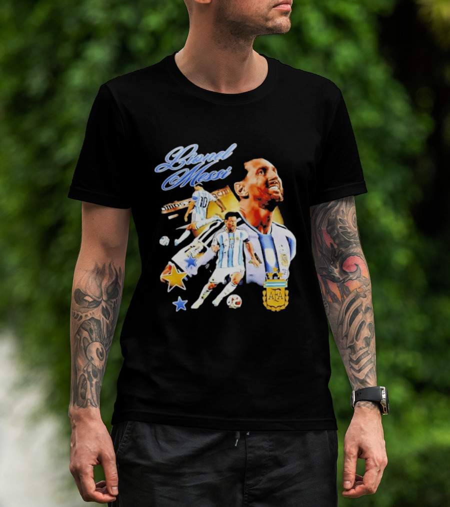 Lionel Messi Argentina National Football Team AFA Striker Soccer Star Blue White Kit T-Shirt