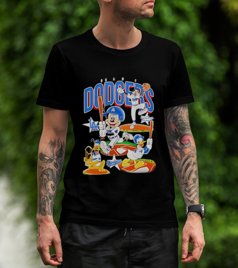MOONLANDGOODS 2020 Mickey Goofy Pluto Donald Baseball Team Los Angeles Dodgers T-Shirt