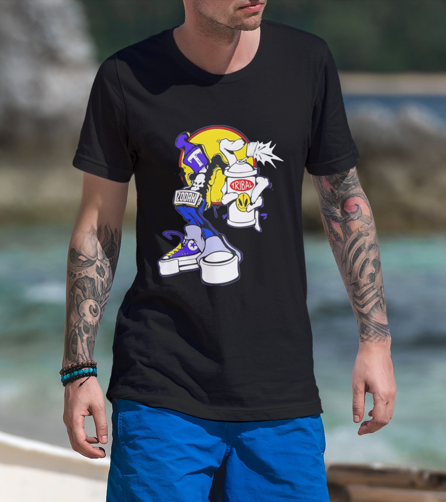 Tribal Zodak Graffiti Urban Streetwear Style Retro Hip Hop T-Shirt