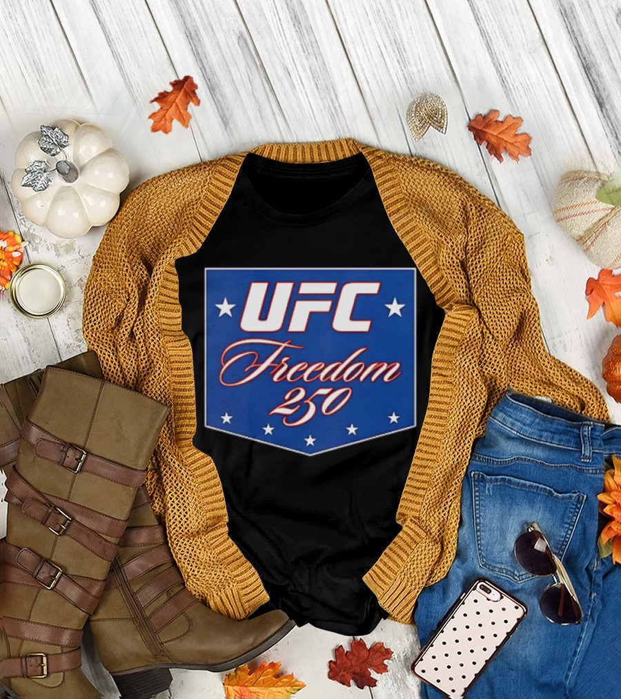 UFC Freedom 250 Stars And Script On Blue T-Shirt