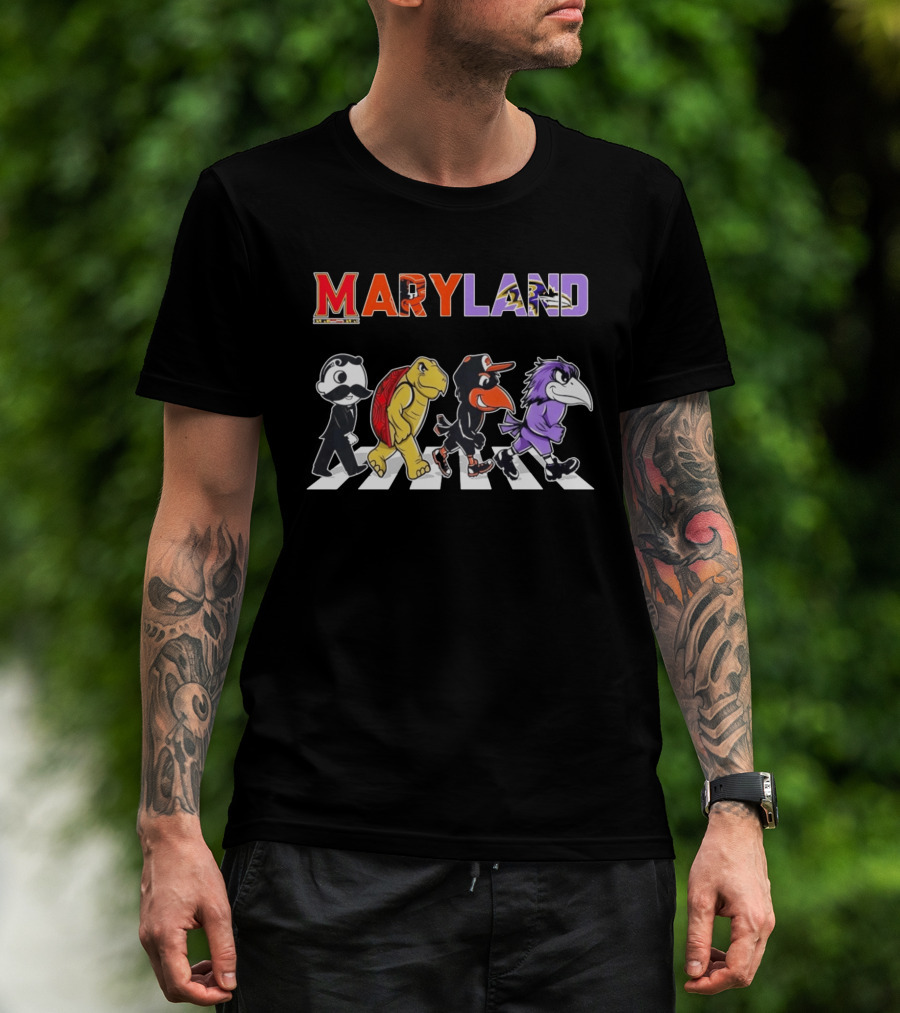Abbey Road Natty Boh Testudo Oriole Raven Crossing Maryland Ravens Orioles T-Shirt